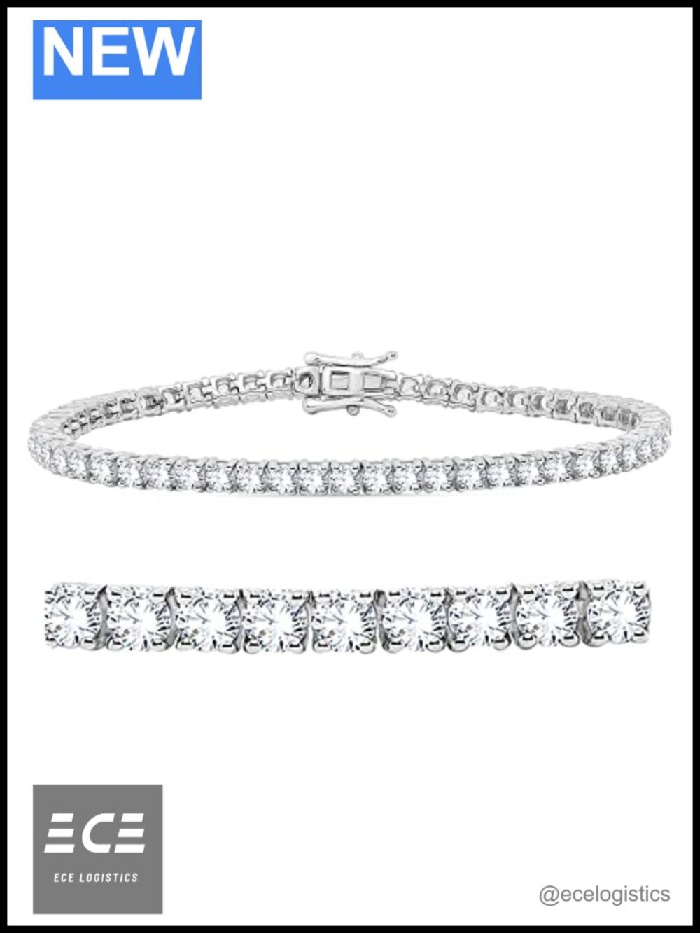 14K White Gold Over 925 Sterling Silver Tennis Bracelet 4MM Cubic Zirconia